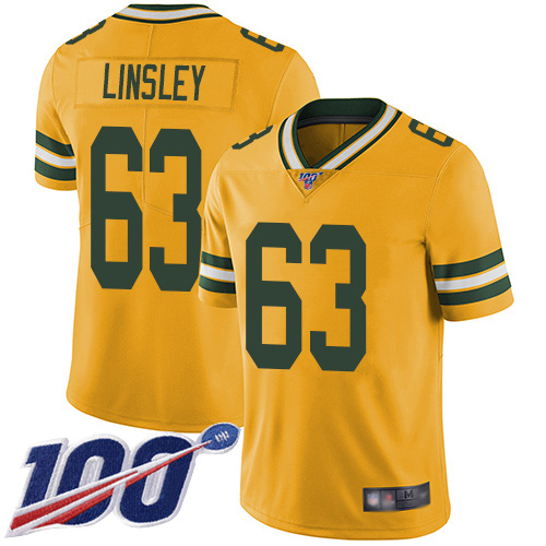 Green Bay Packers Limited Gold Men #63 Linsley Corey Jersey Nike NFL 100th Season Rush Vapor Untouchable->women nfl jersey->Women Jersey